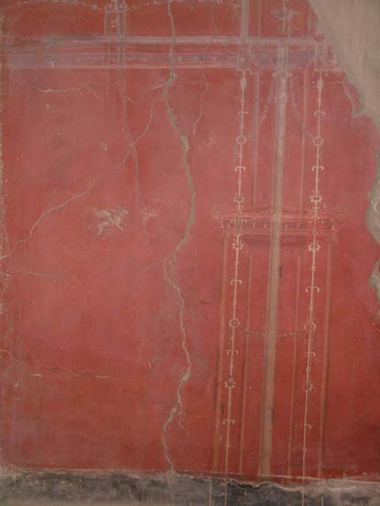 III.14, Herculaneum. April 2005. Cubiculum 1, detail from east wall.
Photo courtesy of Nicolas Monteix.